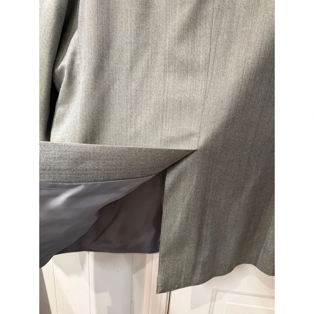 Lauren Ralph Lauren Mens 46S Grey Herringbone Silk Wool Blazer Sport Coat Jacket